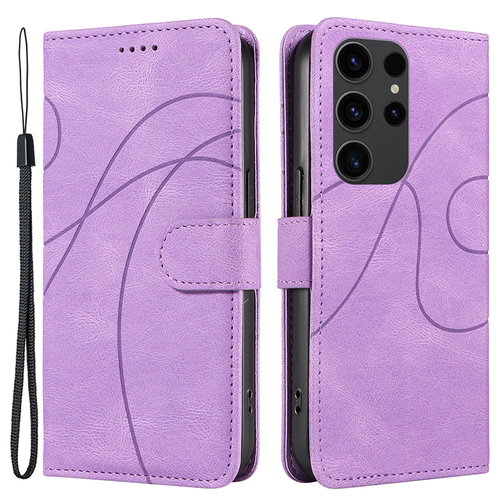 PU Leather Case for Samsung Galaxy S23 Ultra Scratch Proof Imprinted Stand Wallet Shell Phone Cover