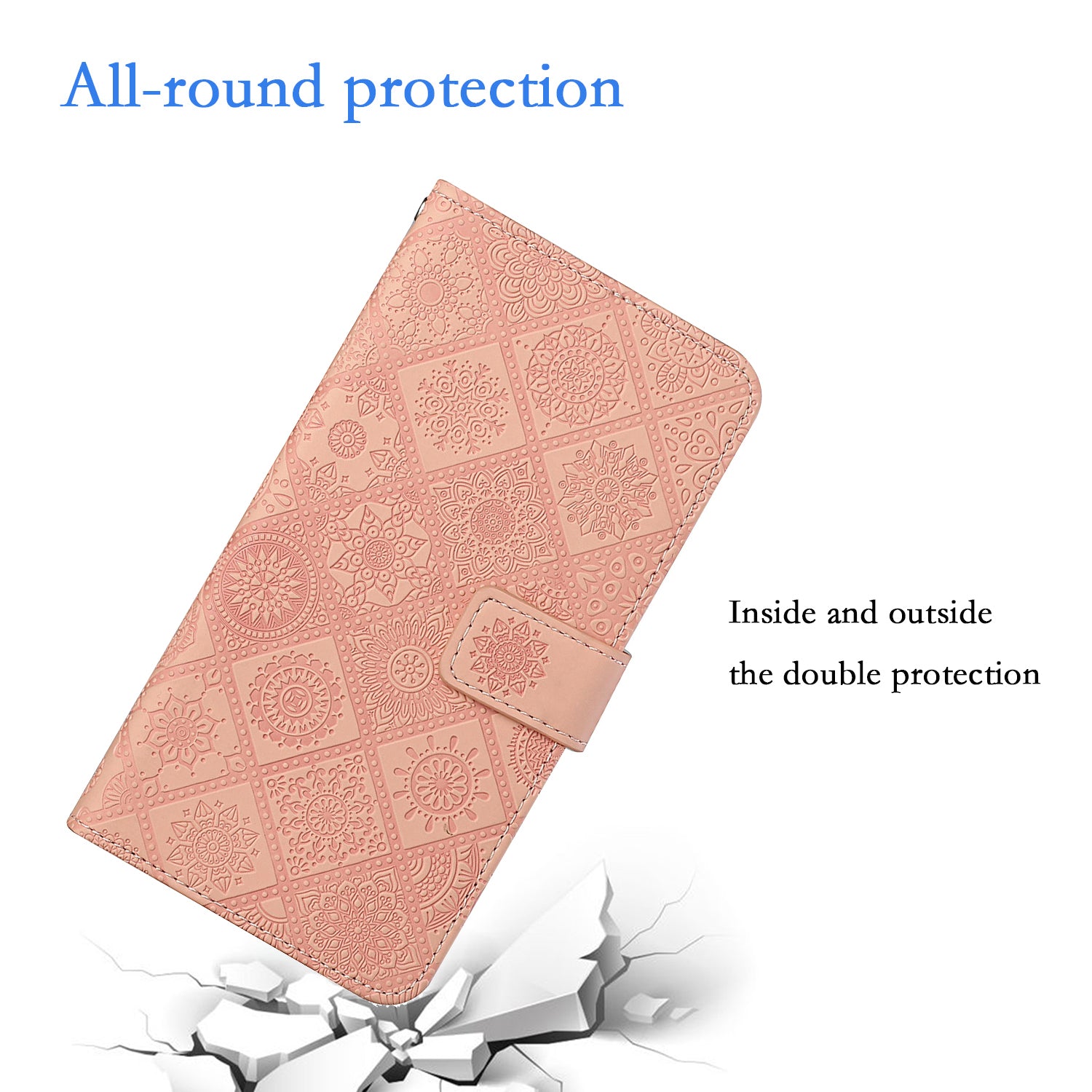 Leather Wallet Case for Samsung Galaxy S23 FE Imprinted Flower Phone Stand Cover