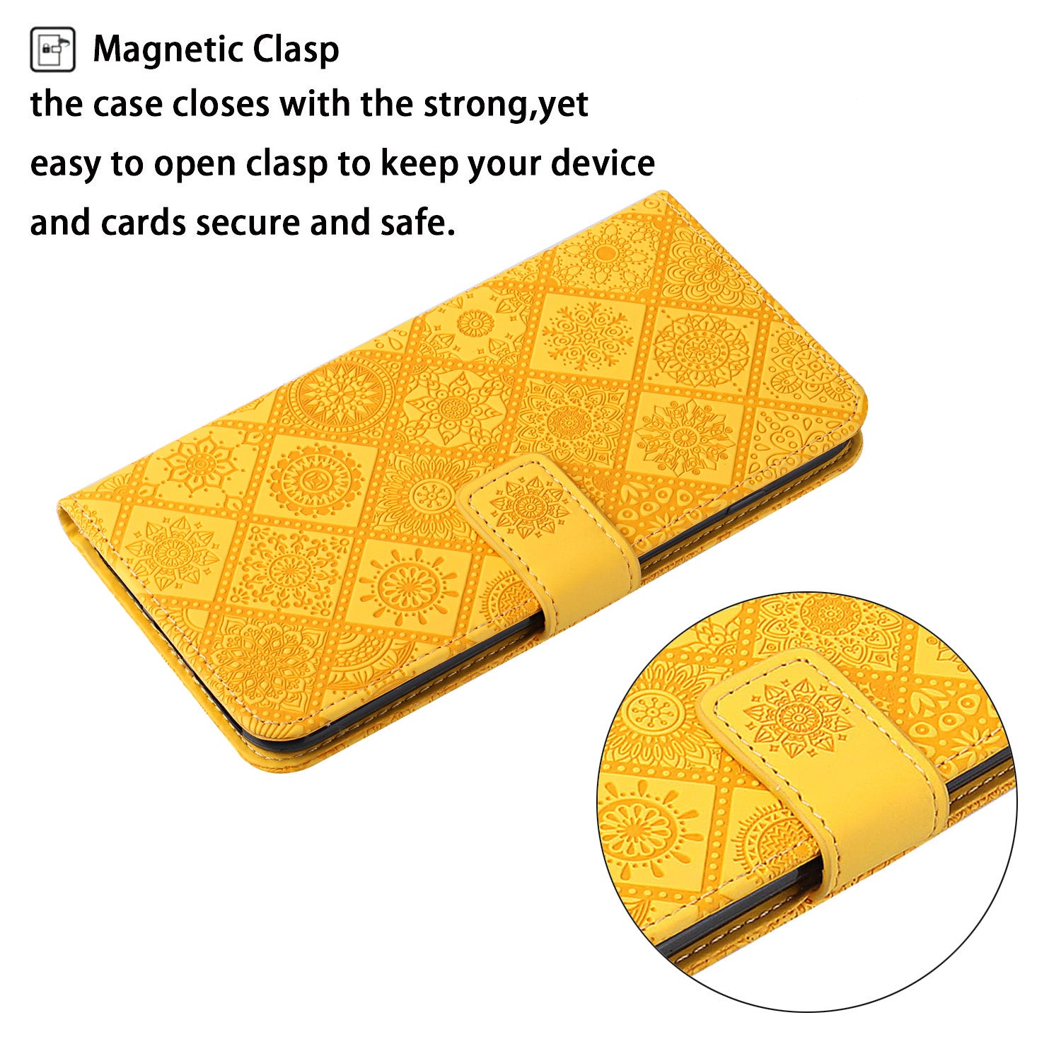 Leather Wallet Case for Samsung Galaxy S23 FE Imprinted Flower Phone Stand Cover