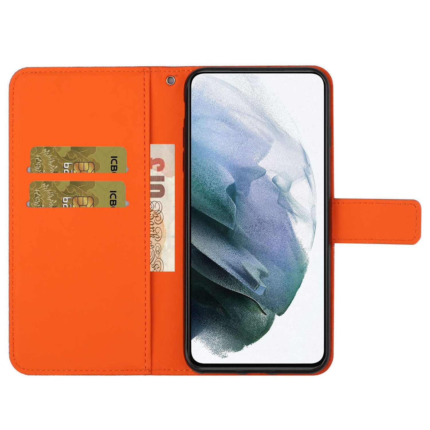 Leather Wallet Case for Samsung Galaxy S23 FE Imprinted Flower Phone Stand Cover