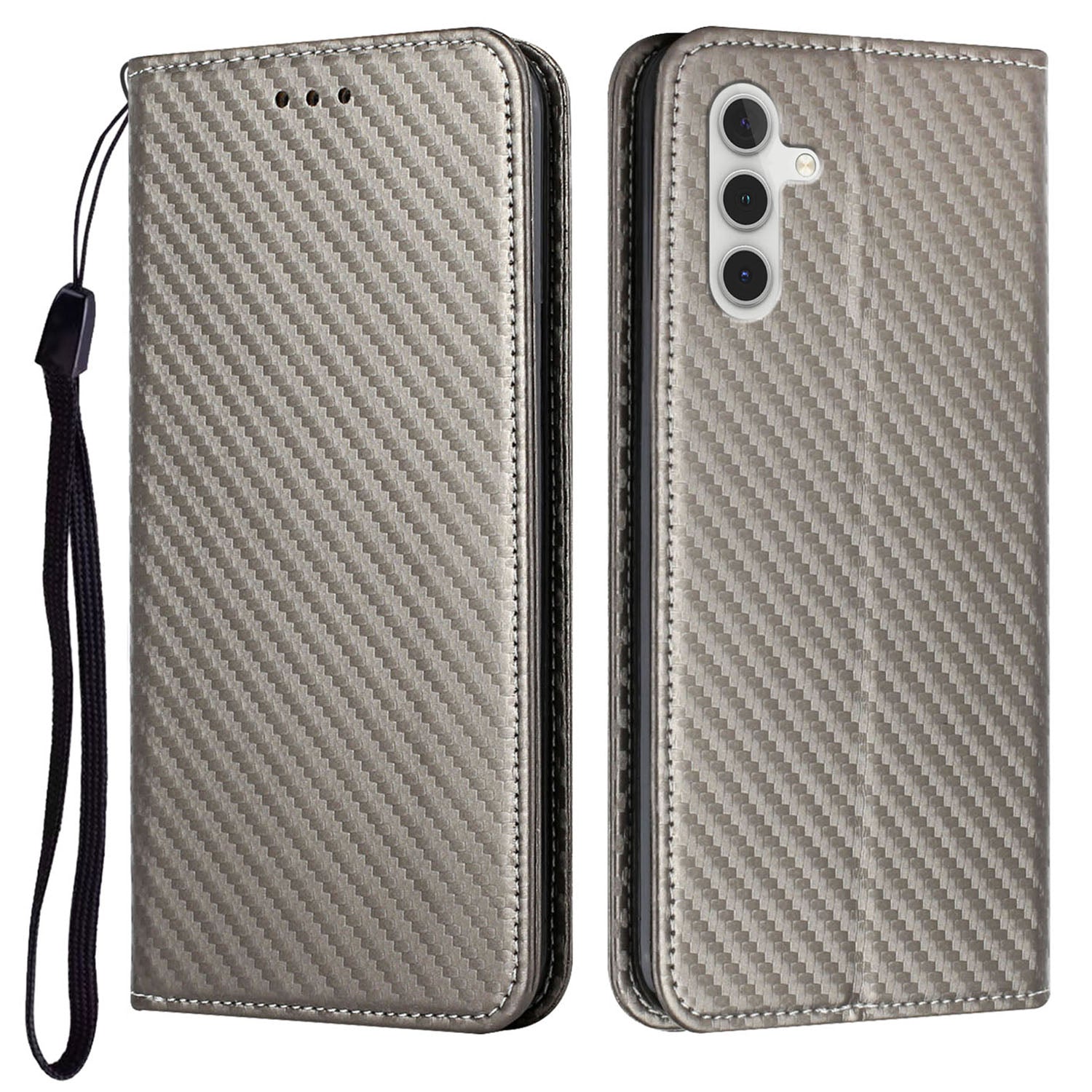 For Samsung Galaxy S23 FE Carbon Fiber Texture Leather Wallet Case Stand Phone Cover