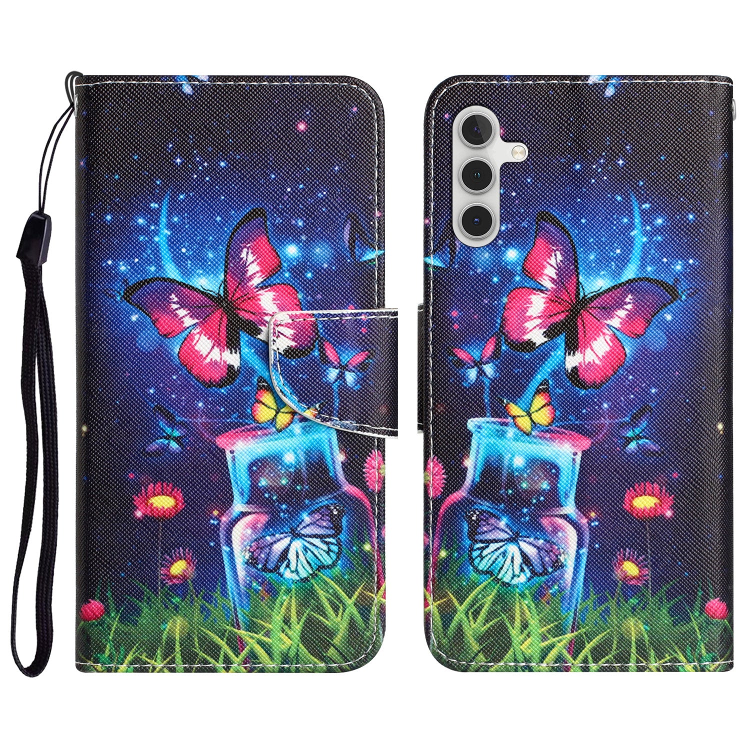 For Samsung Galaxy S23 FE PU Leather Flip Case Pattern Printing Protective Wallet Cover with Strap