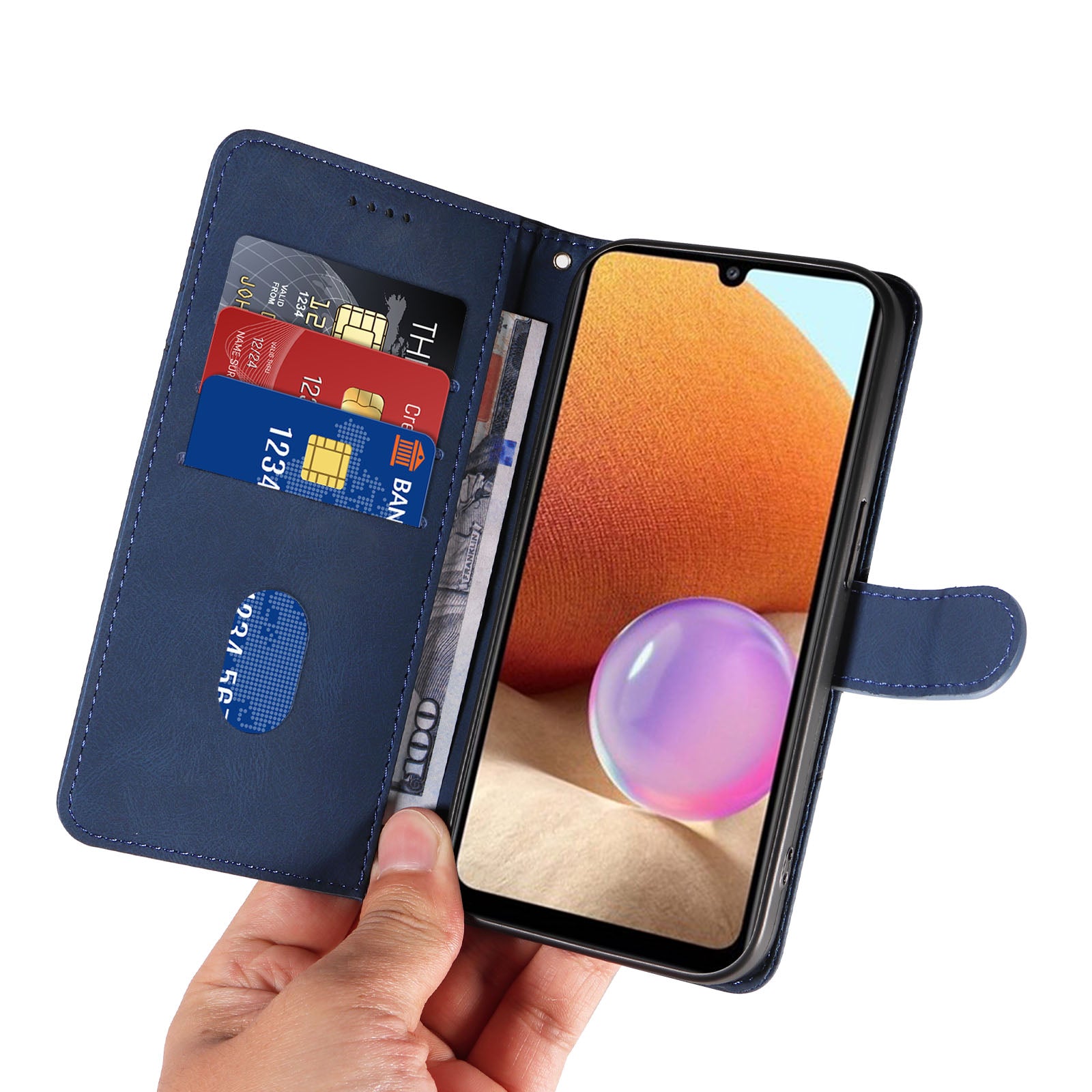 Til Samsung Galaxy A32 4G (EU-version) Læderpung-telefonetui med påtrykt Line Flip Stand Cover