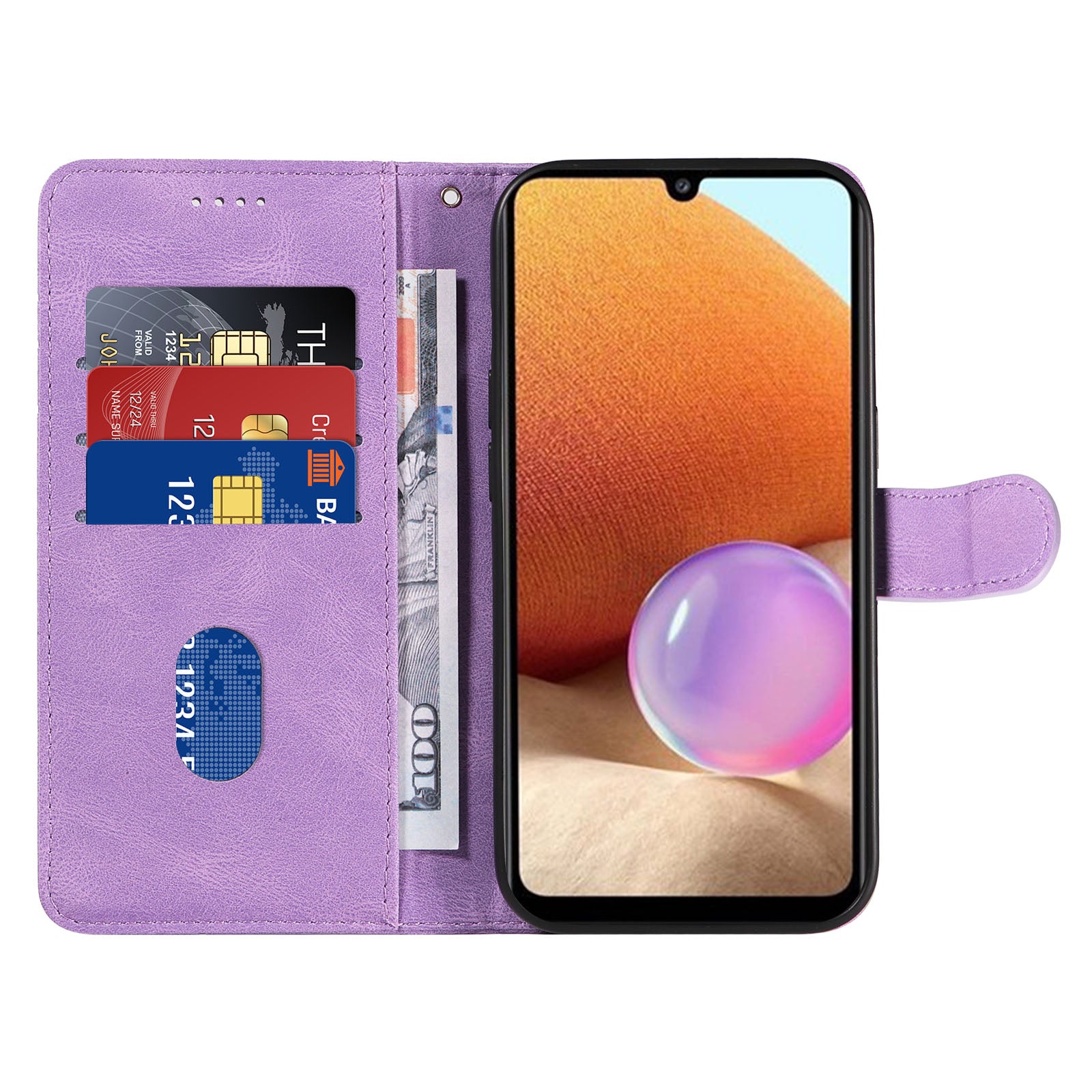 Til Samsung Galaxy A32 4G (EU-version) Læderpung-telefonetui med påtrykt Line Flip Stand Cover