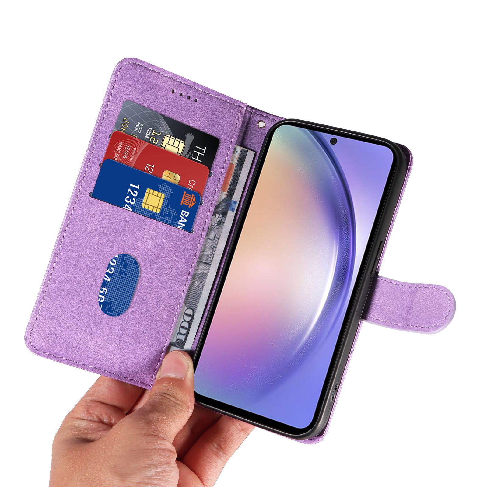 For Samsung Galaxy A54 5G Imprinted Leather Wallet Phone Cover Shockproof Stand Case
