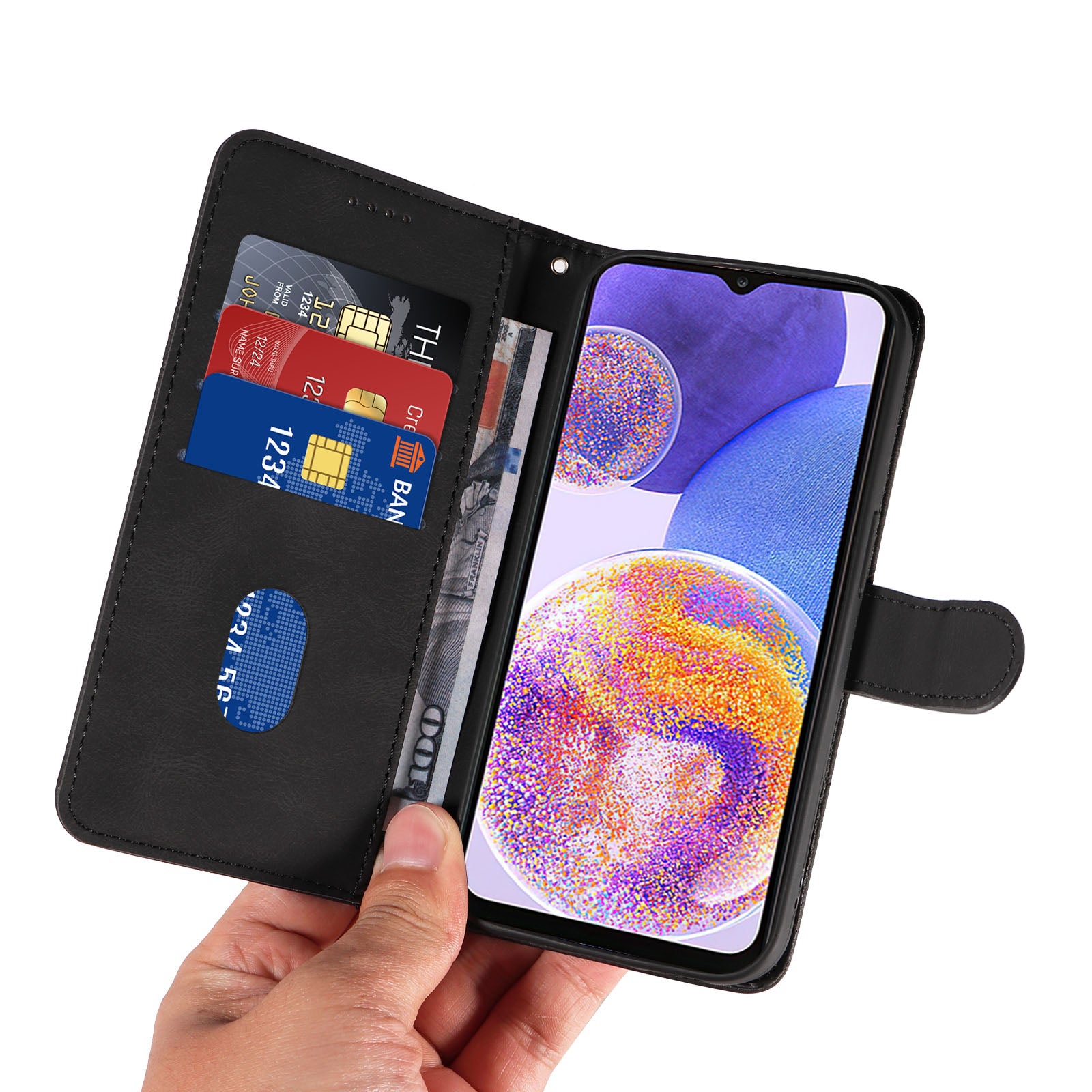 Til Samsung Galaxy A53 5G Lines præget lædertelefontaske Flip Stand Wallet Cover