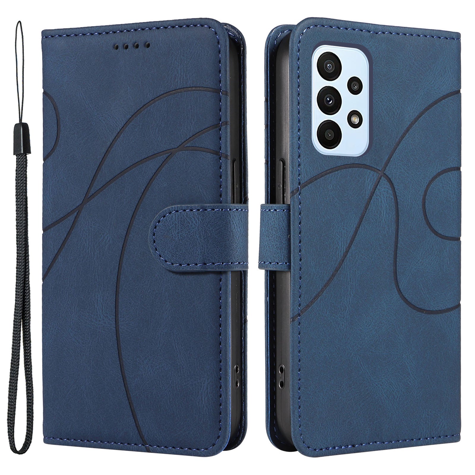 Til Samsung Galaxy A53 5G Lines præget lædertelefontaske Flip Stand Wallet Cover