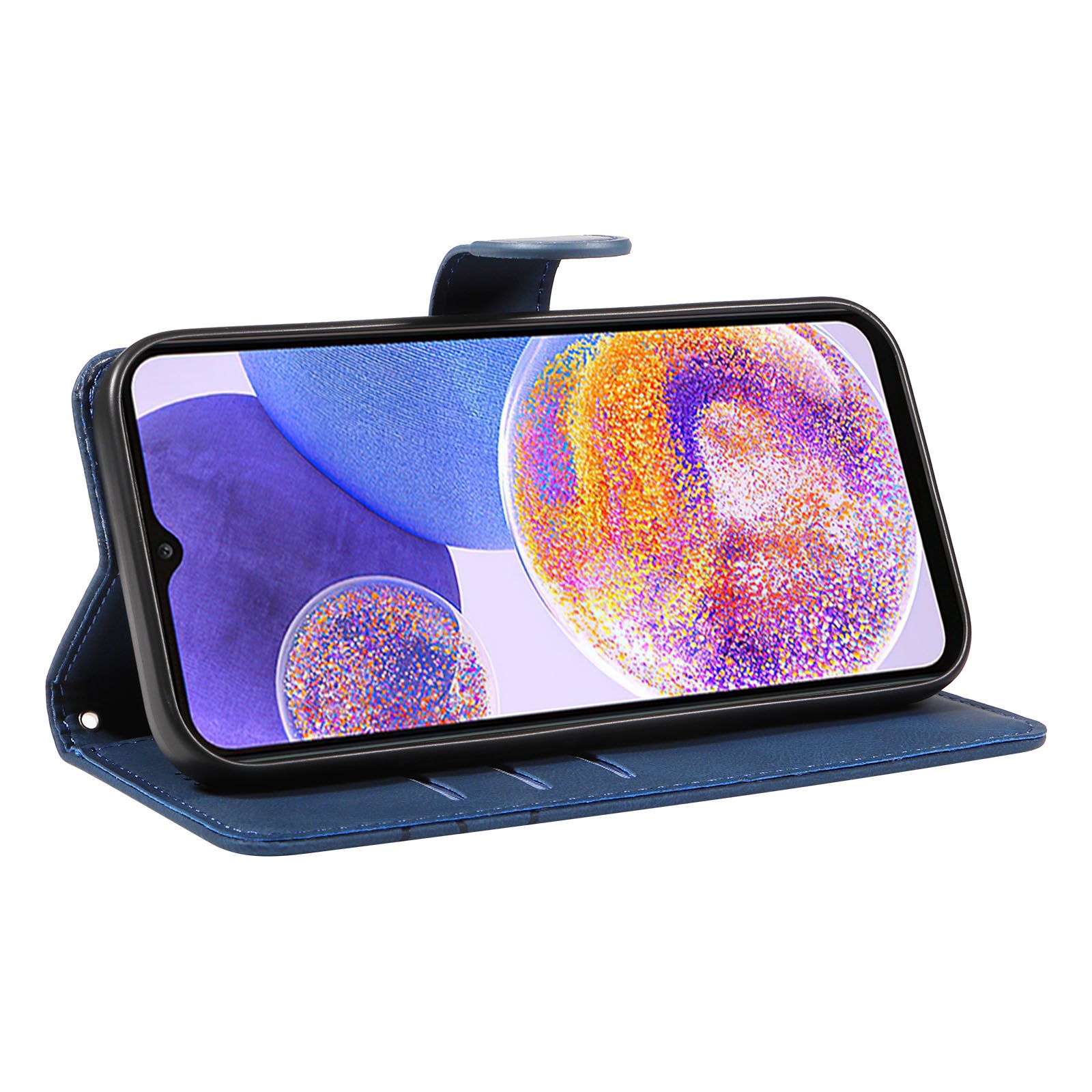 Til Samsung Galaxy A53 5G Lines præget lædertelefontaske Flip Stand Wallet Cover