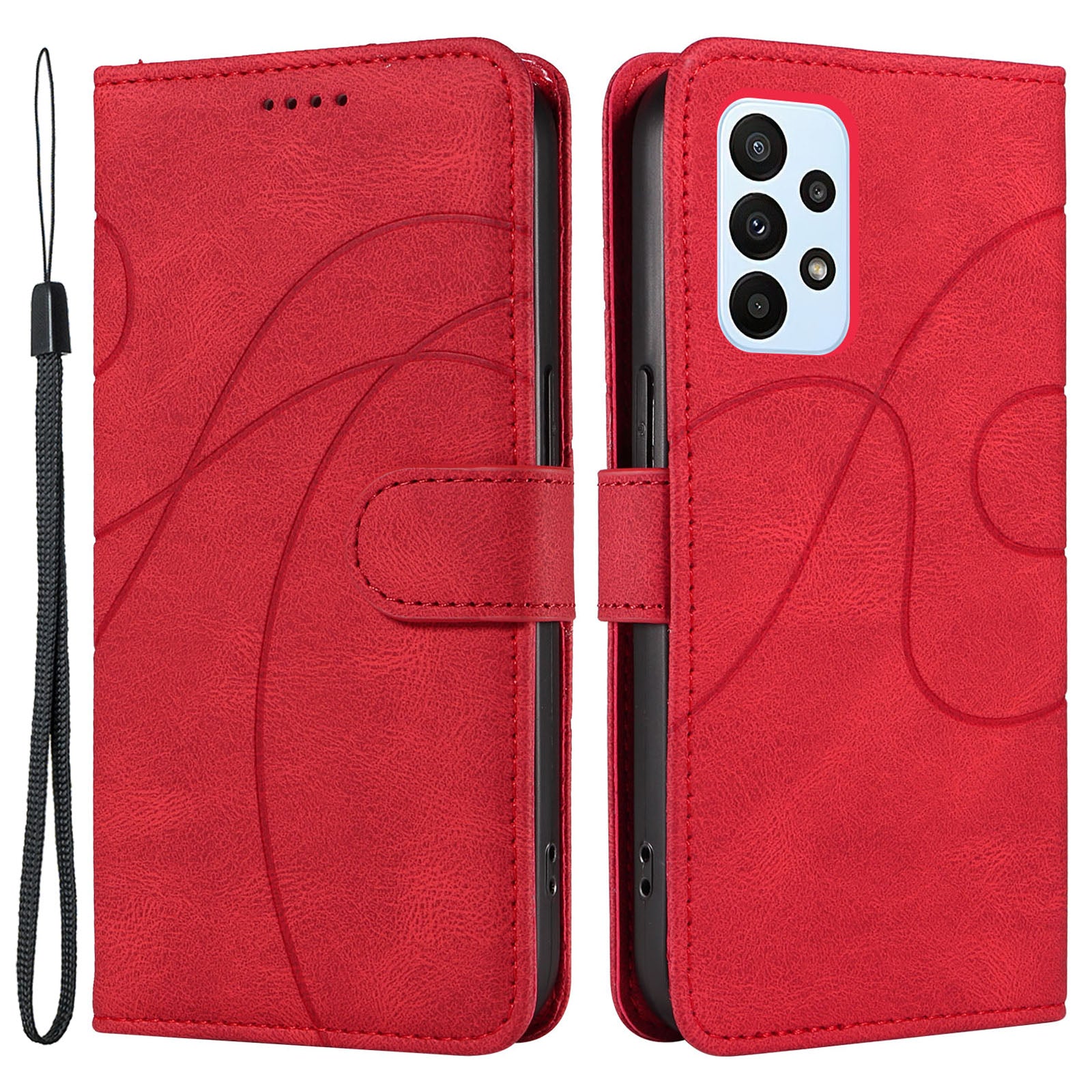 Til Samsung Galaxy A53 5G Lines præget lædertelefontaske Flip Stand Wallet Cover