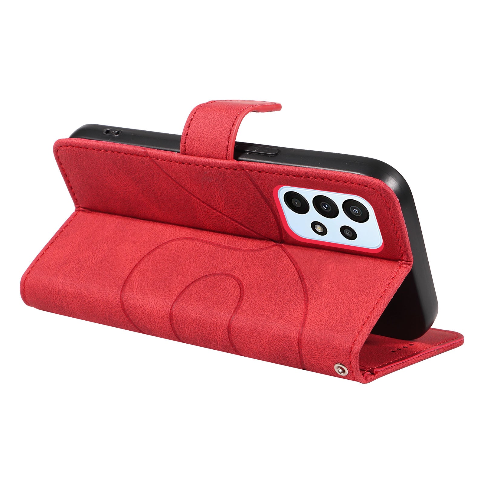 Til Samsung Galaxy A53 5G Lines præget lædertelefontaske Flip Stand Wallet Cover