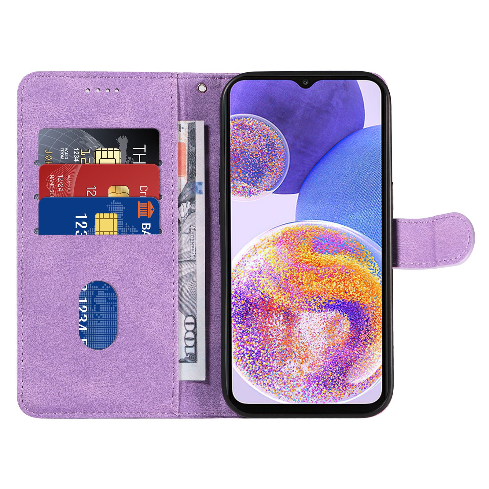 Til Samsung Galaxy A53 5G Lines præget lædertelefontaske Flip Stand Wallet Cover