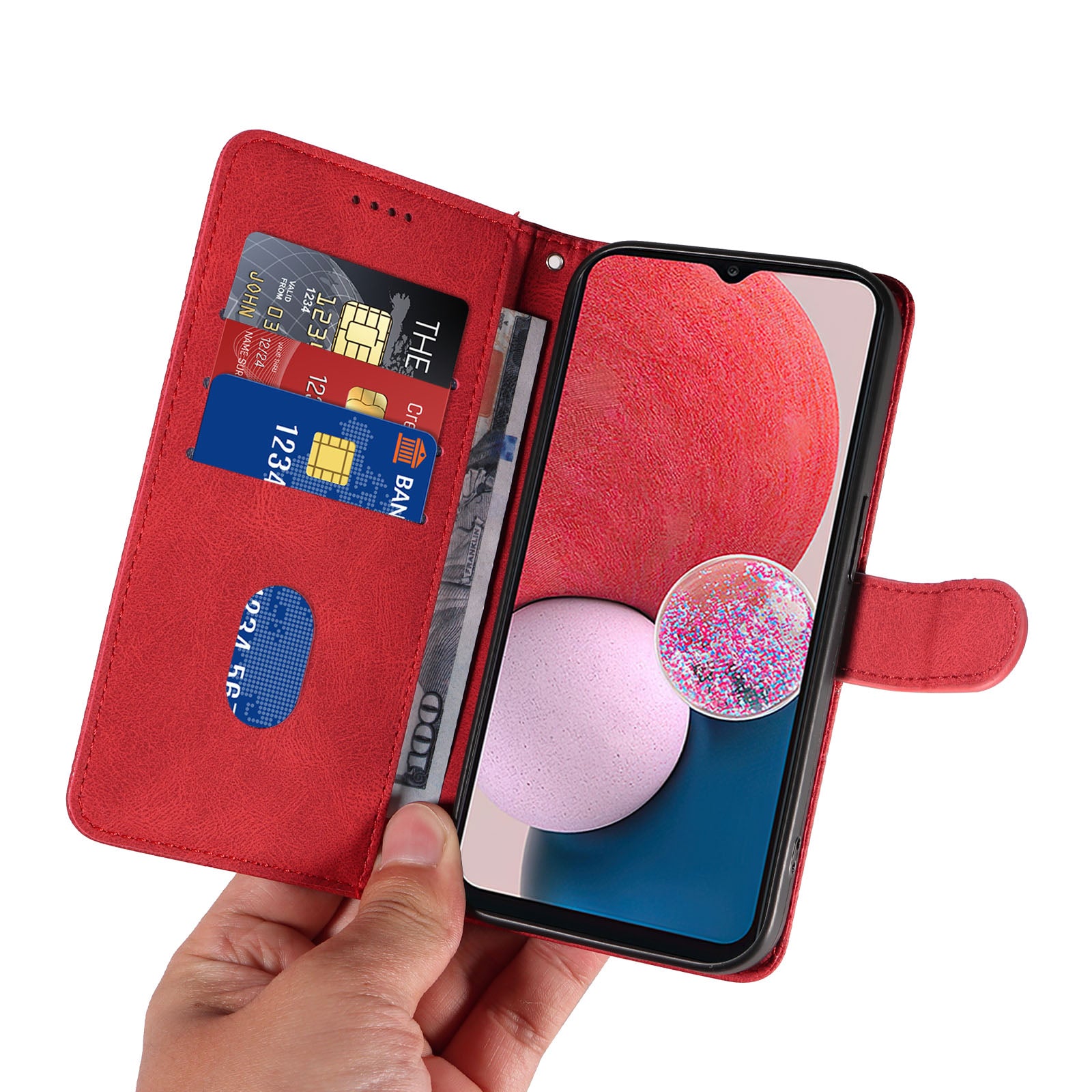 For Samsung Galaxy A13 4G 5G Wallet Phone Cover PU Leather Imprinted Line Case with Stand
