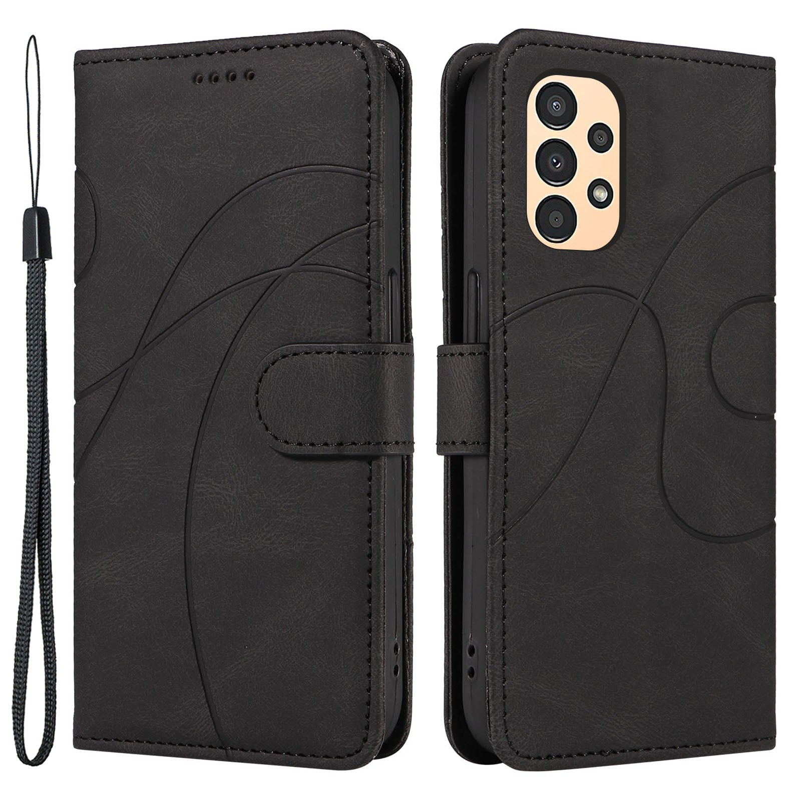 For Samsung Galaxy A13 4G 5G Wallet Phone Cover PU Leather Imprinted Line Case with Stand