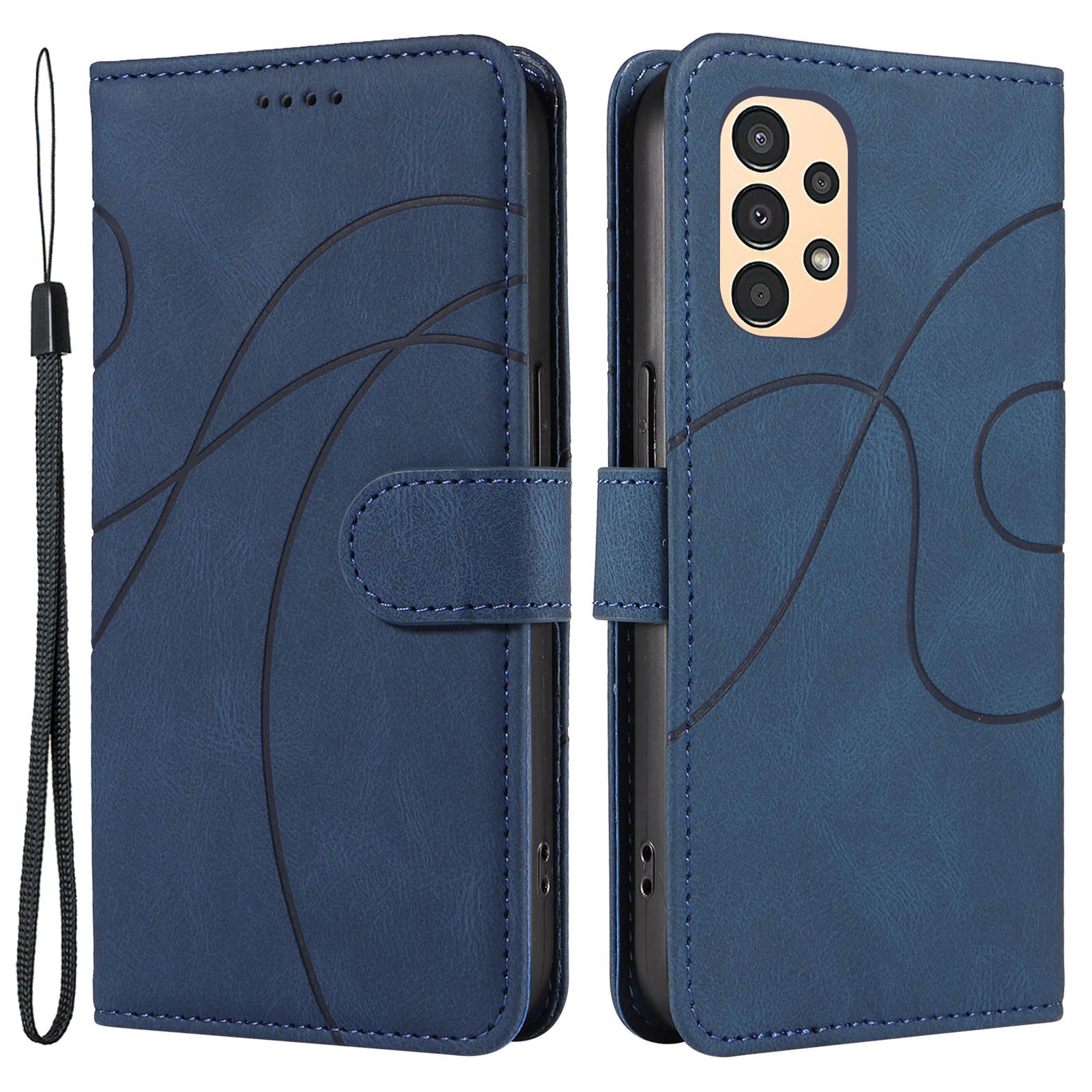 For Samsung Galaxy A13 4G 5G Wallet Phone Cover PU Leather Imprinted Line Case with Stand