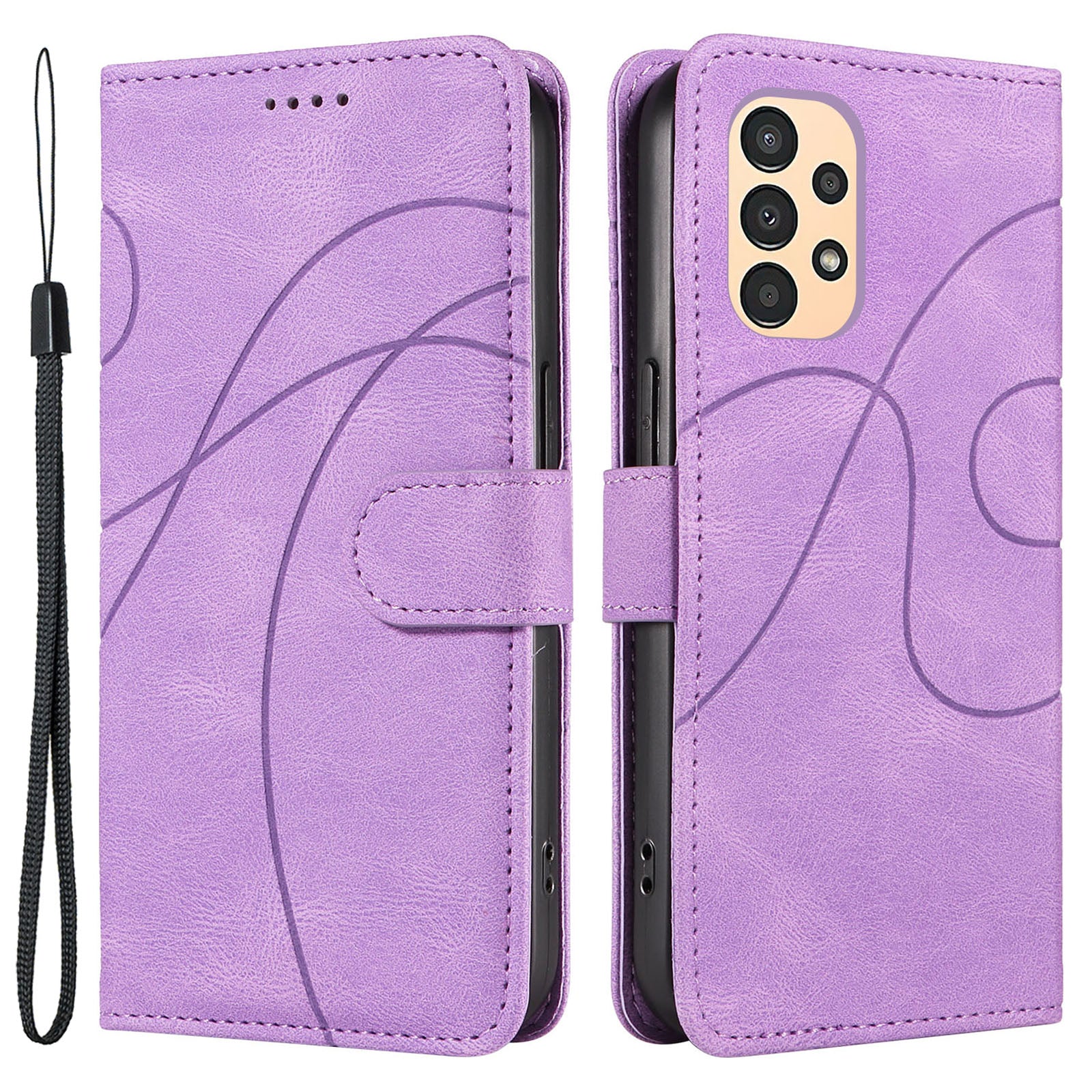 For Samsung Galaxy A13 4G 5G Wallet Phone Cover PU Leather Imprinted Line Case with Stand