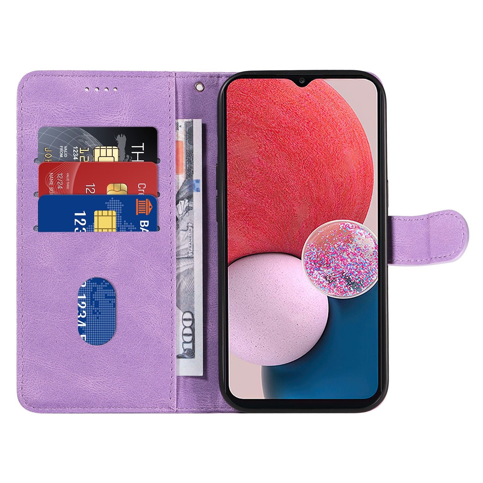 For Samsung Galaxy A13 4G 5G Wallet Phone Cover PU Leather Imprinted Line Case with Stand