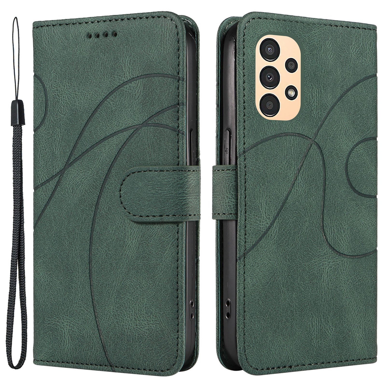 For Samsung Galaxy A13 4G 5G Wallet Phone Cover PU Leather Imprinted Line Case with Stand