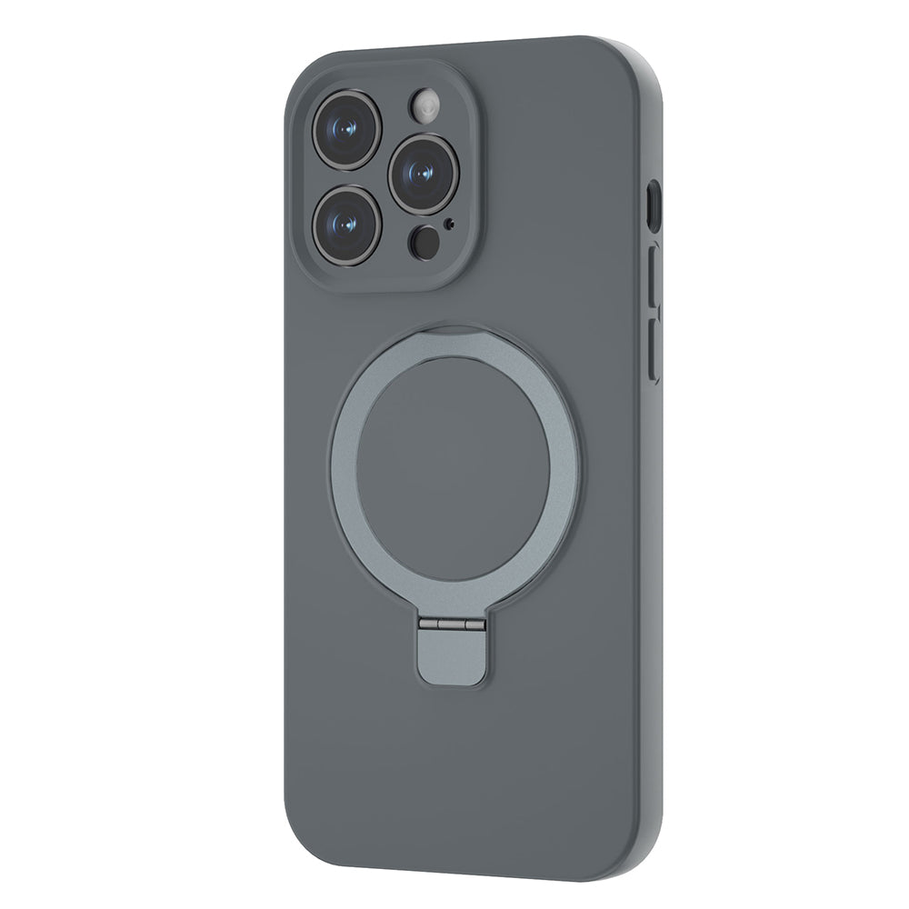 Liquid Silicone Case for iPhone 13 Pro Max Invisible Ring Kickstand Magnetic Phone Cover