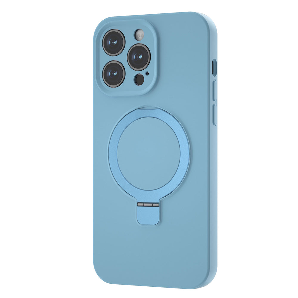 Liquid Silicone Case for iPhone 13 Pro Max Invisible Ring Kickstand Magnetic Phone Cover