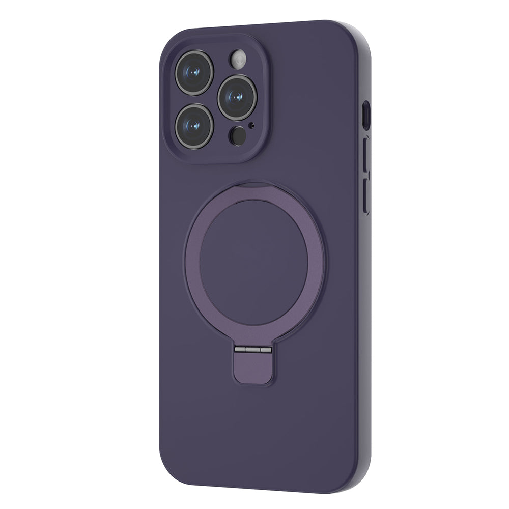 Liquid Silicone Case for iPhone 13 Pro Max Invisible Ring Kickstand Magnetic Phone Cover