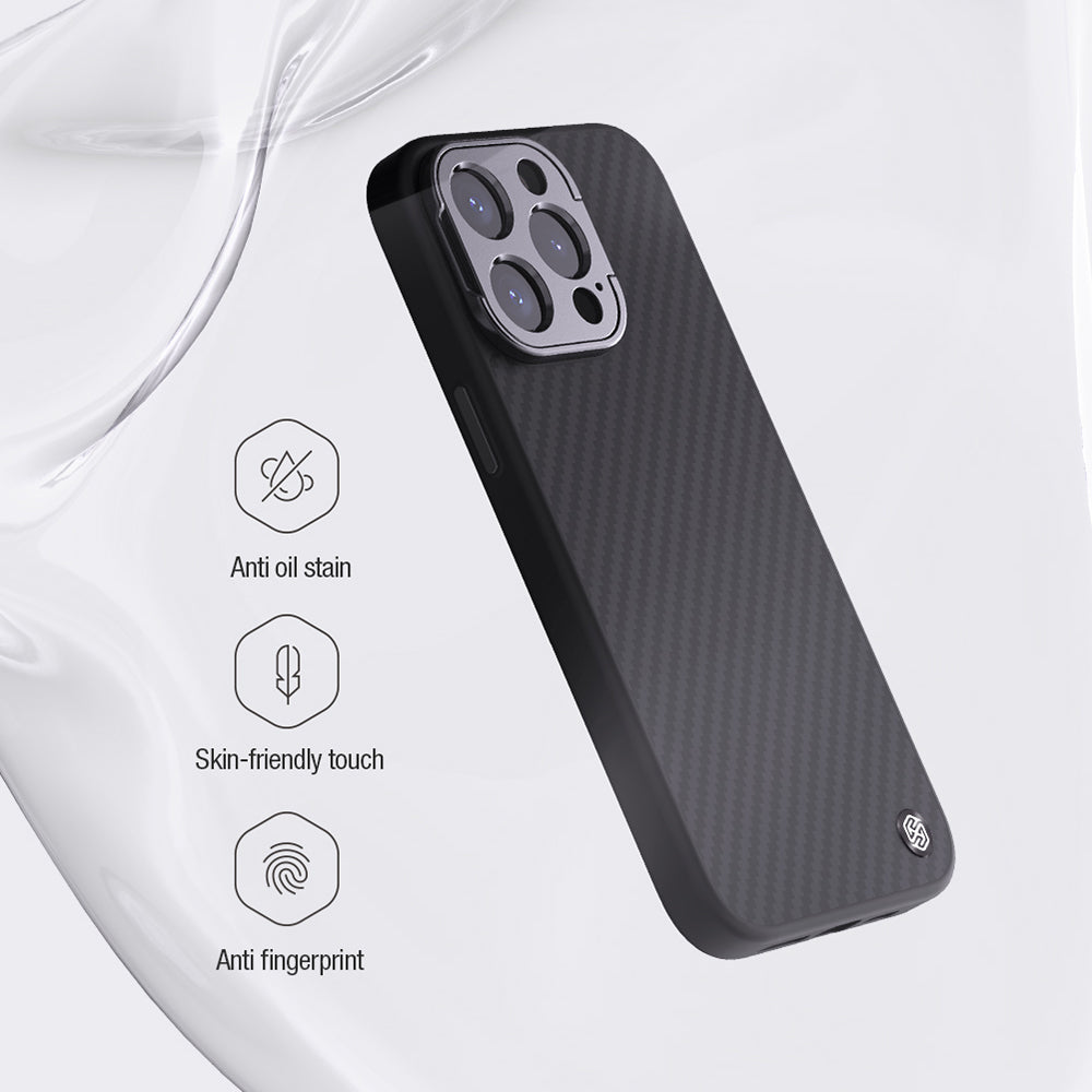 NILLKIN Carboprof Case for iPhone 14 Pro TPU Aramid Fiber Camera Kickstand Phone Cover Compatible with MagSafe
