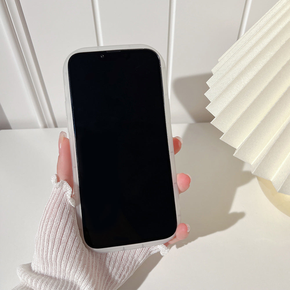Til iPhone 14 Pro Peach Bear Pattern Decor Phone Shell Fleksibelt TPU-telefoncover med perlekæde