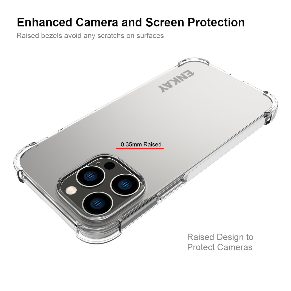 ENKAY HAT PRINCE For iPhone 14 Pro Max Anti-slip Phone Case Clear TPU Cover with High Aluminium-silicon Glass Screen Film