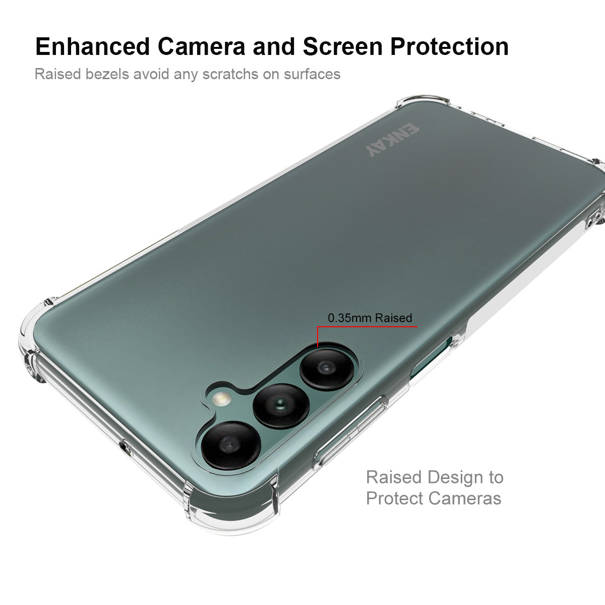 ENKAY HAT PRINCE Pro Samsung Galaxy A24 4G pouzdro na telefon Čirý TPU kryt s vysoce hliníkovo-silikonovou skleněnou fólií