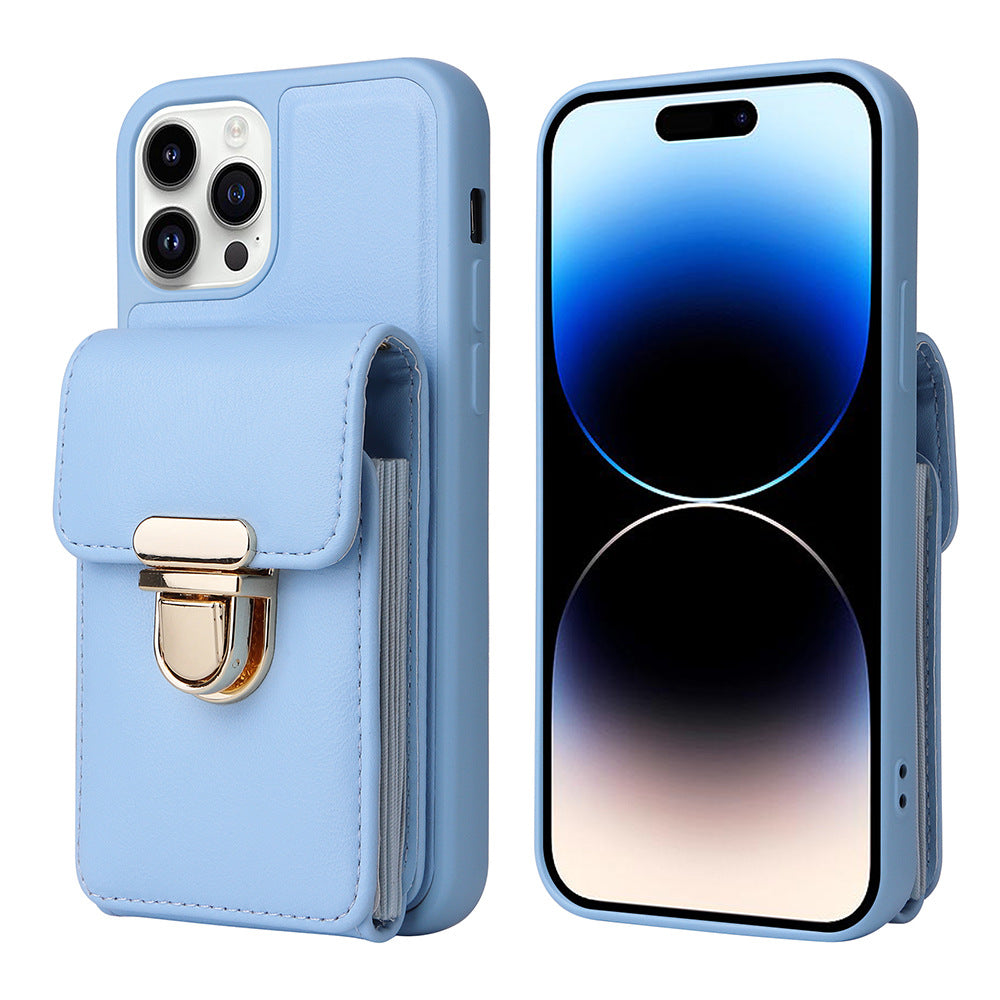 For iPhone 12 Pro Multiple Card Slots Kickstand Case PU Leather Coated TPU Crossbody Phone Cover