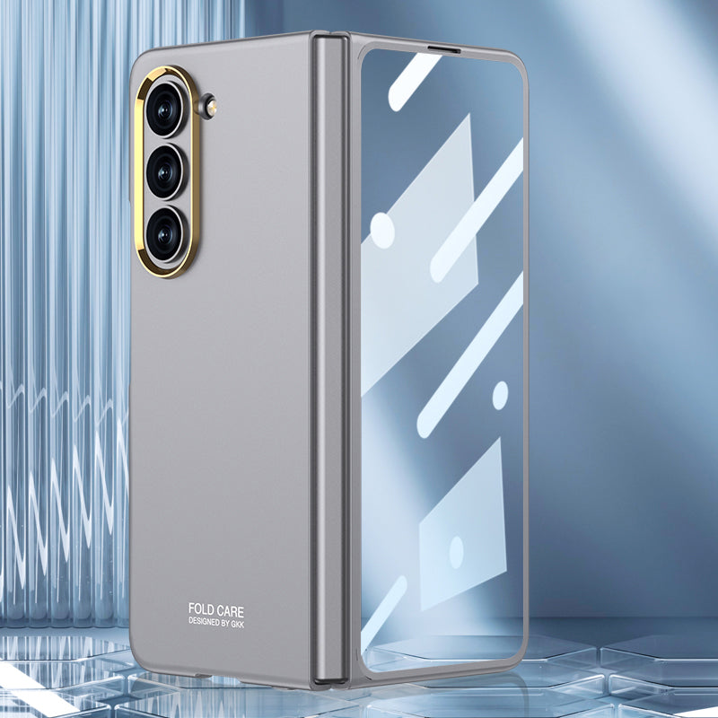GKK For Samsung Galaxy Z Fold5 5G Shockproof Case Hard PC Phone Case with Tempered Glass Film