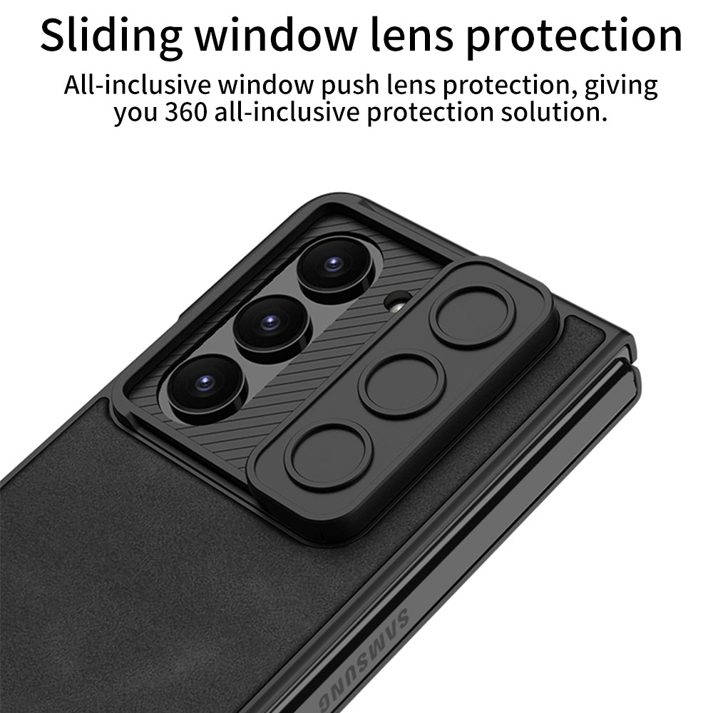 GKK Anti-Drop Telefoncover til Samsung Galaxy Z Fold5 5G Hard PC PU Slankt telefoncover med hærdet glasfilm