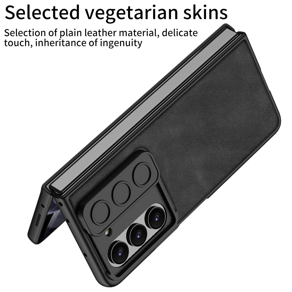 GKK Anti-Drop Telefoncover til Samsung Galaxy Z Fold5 5G Hard PC PU Slankt telefoncover med hærdet glasfilm