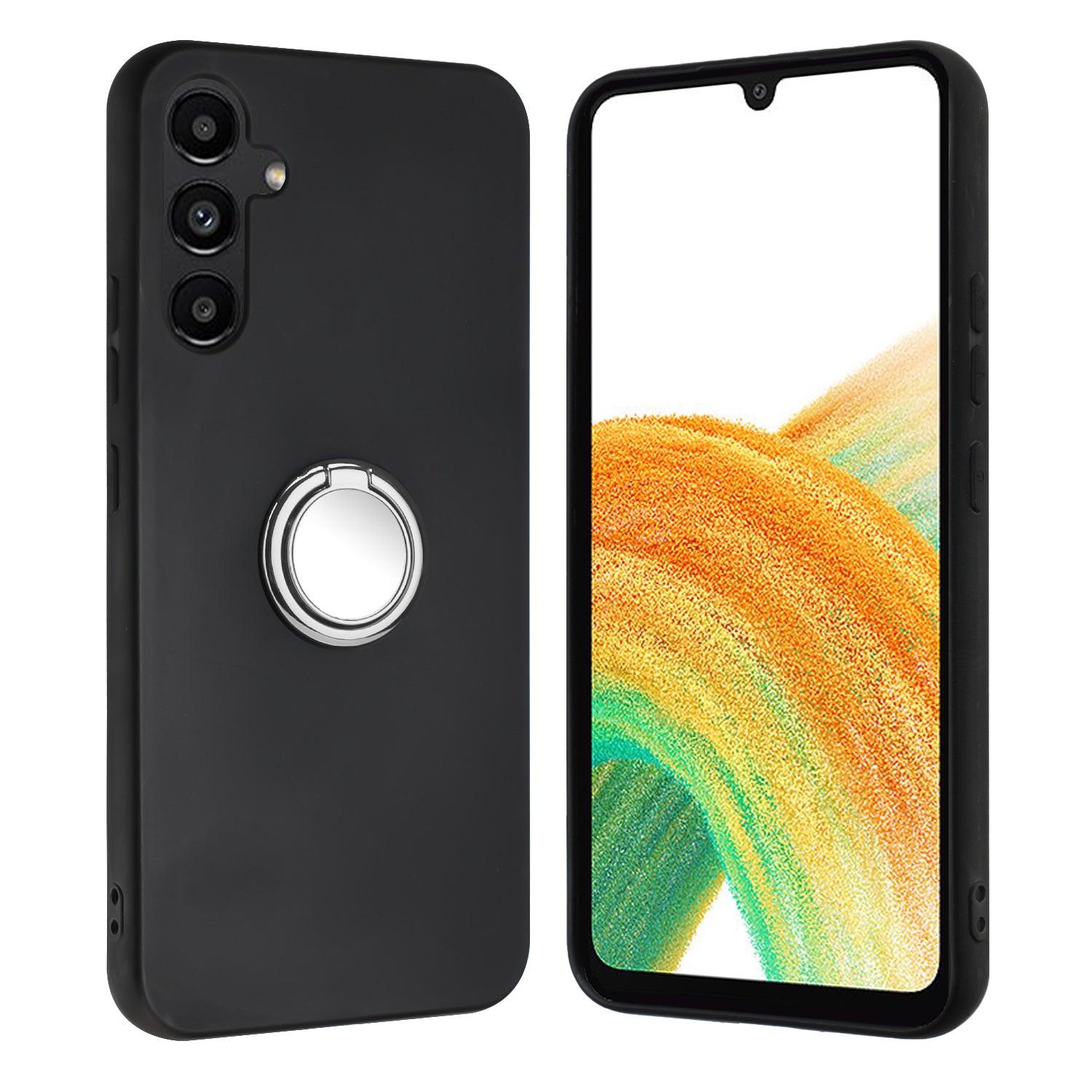 TPU Phone Case for Samsung Galaxy S23 FE Ring Holder Kickstand Anti-Scratch Matte Phone Back Cover