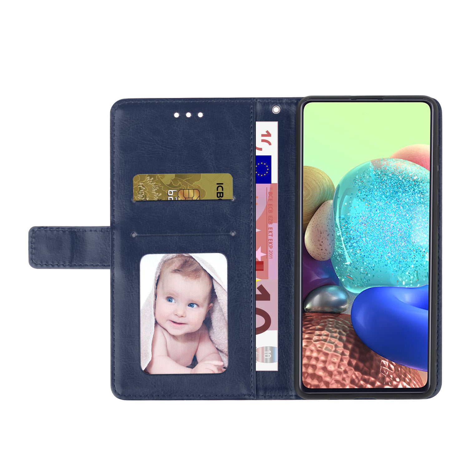 HT01 For Samsung Galaxy S23 FE Cell Phone Case Y-shaped Line Imprinting Wallet Stand TPU PU Leather Cover
