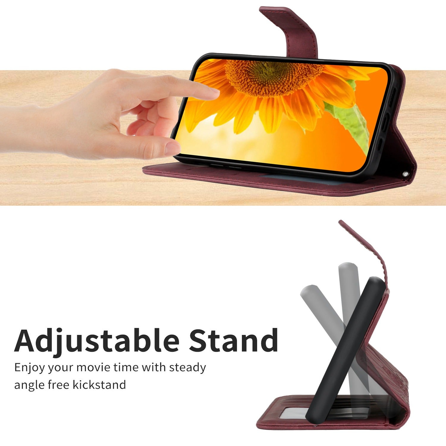 HT04 For Samsung Galaxy S23 FE Leather Wallet Stand Shell Sunflower Imprint Phone Case with Shoulder Strap