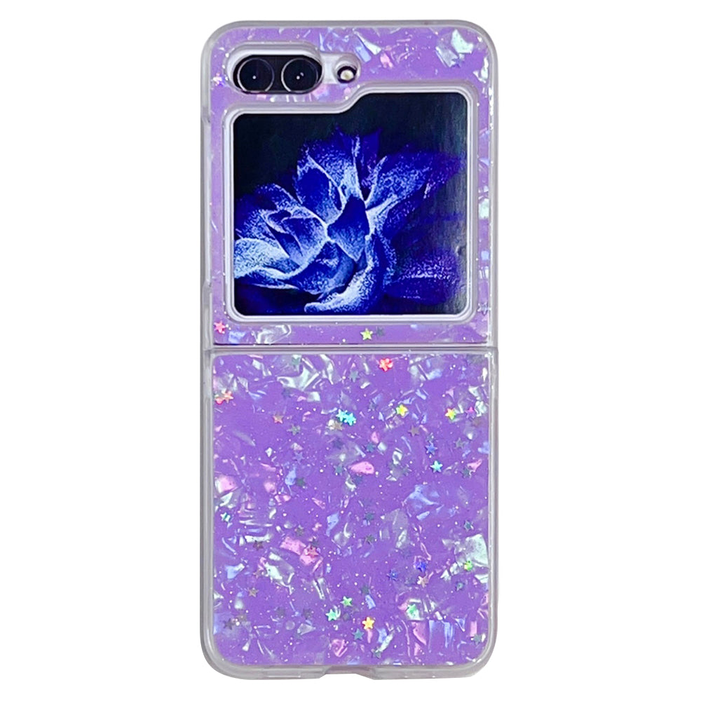 For Samsung Galaxy Z Flip5 5G Epoxy Glitter PC Phone Case Shell Pattern Protective Cover