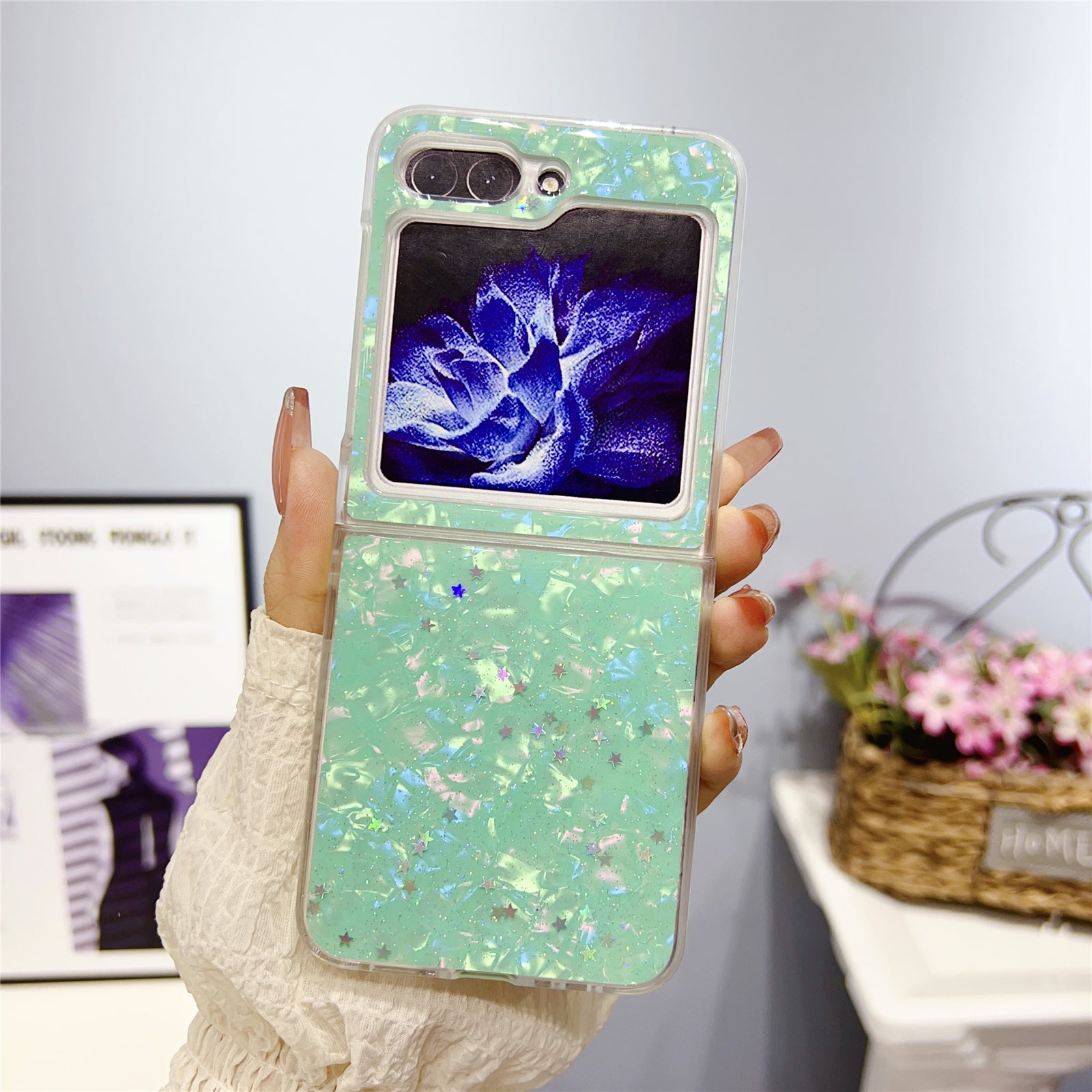 For Samsung Galaxy Z Flip5 5G Epoxy Glitter PC Phone Case Shell Pattern Protective Cover
