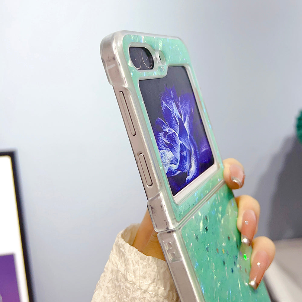 For Samsung Galaxy Z Flip5 5G Epoxy Glitter PC Phone Case Shell Pattern Protective Cover