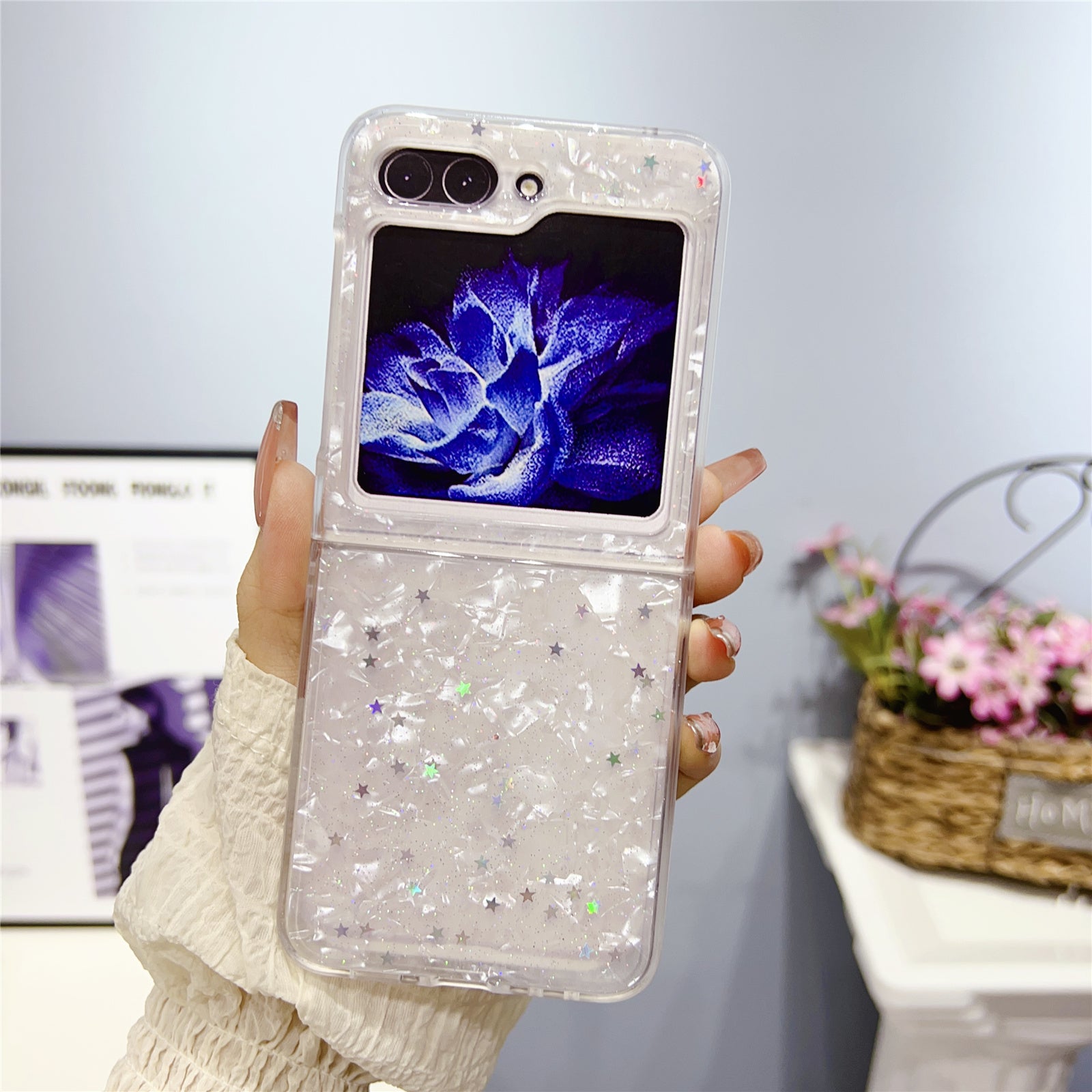 For Samsung Galaxy Z Flip5 5G Epoxy Glitter PC Phone Case Shell Pattern Protective Cover
