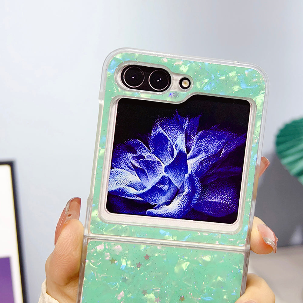 For Samsung Galaxy Z Flip5 5G Epoxy Glitter PC Phone Case Shell Pattern Protective Cover