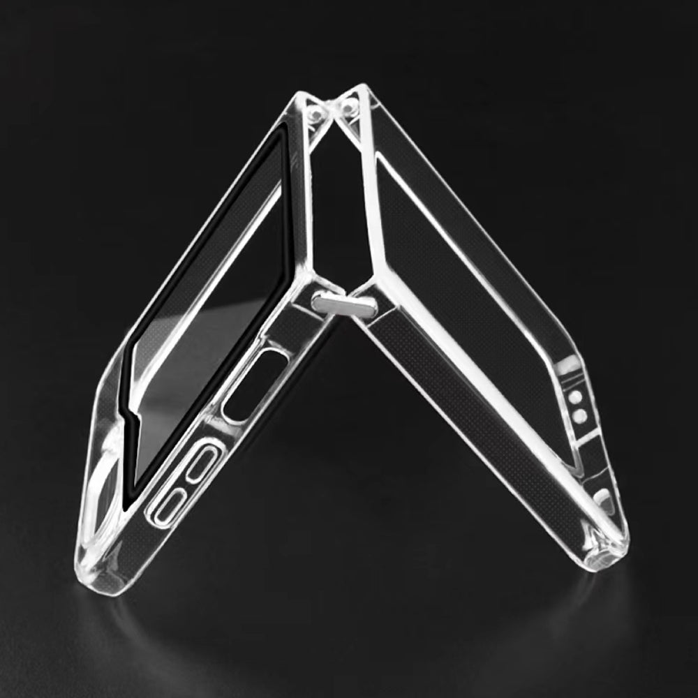 Transparent Case for Samsung Galaxy Z Flip5 5G , Shockproof Hinge TPU Phone Cover with Tempered Glass Lens Film