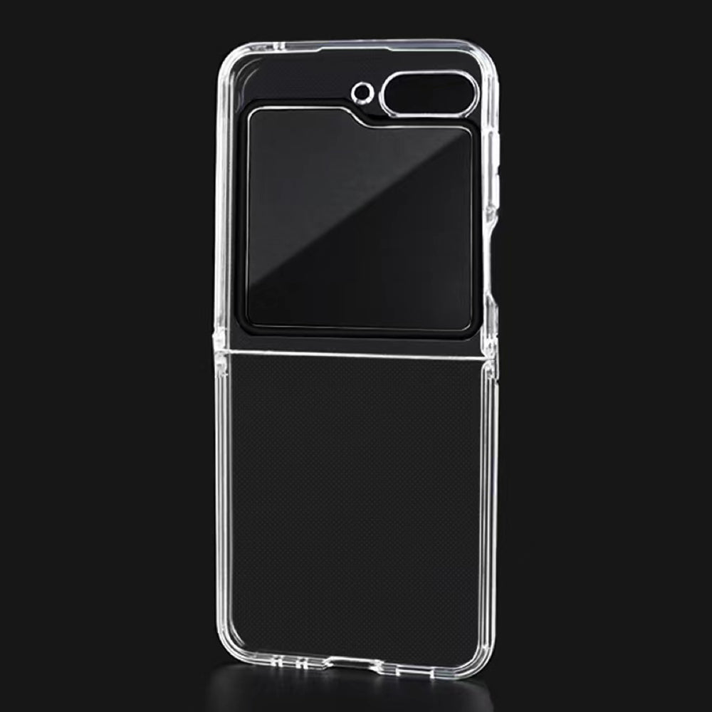 Transparent Case for Samsung Galaxy Z Flip5 5G , Shockproof Hinge TPU Phone Cover with Tempered Glass Lens Film