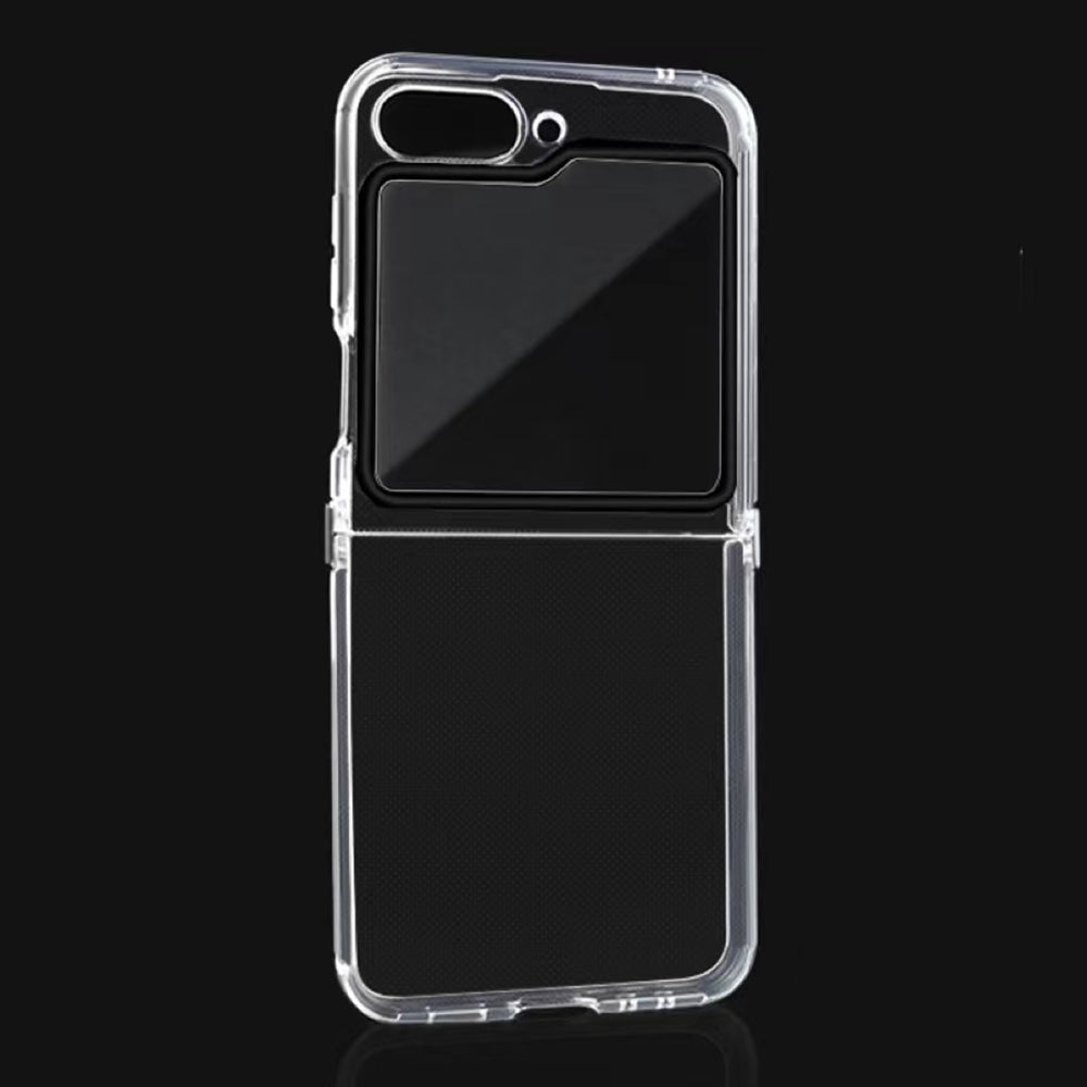 Transparent Case for Samsung Galaxy Z Flip5 5G , Shockproof Hinge TPU Phone Cover with Tempered Glass Lens Film