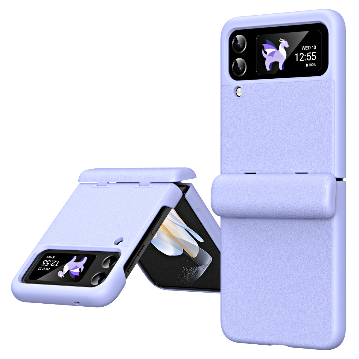 For Samsung Galaxy Z Flip4 5G Hinge Protection Phone Cover Textured PU Leather PC Anti-Scratch Case