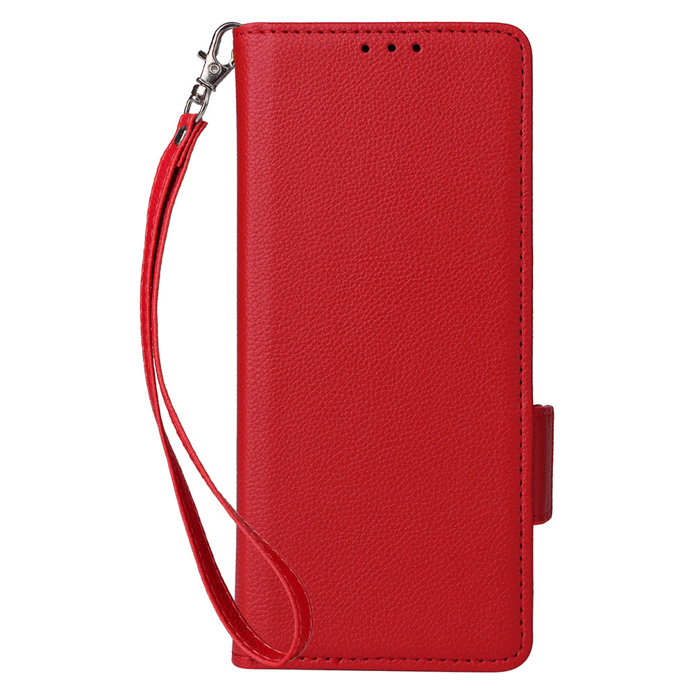 Wallet Phone Case for Samsung Galaxy Z Fold5 5G Litchi Texture TPU Leather Flip Cover with Strap