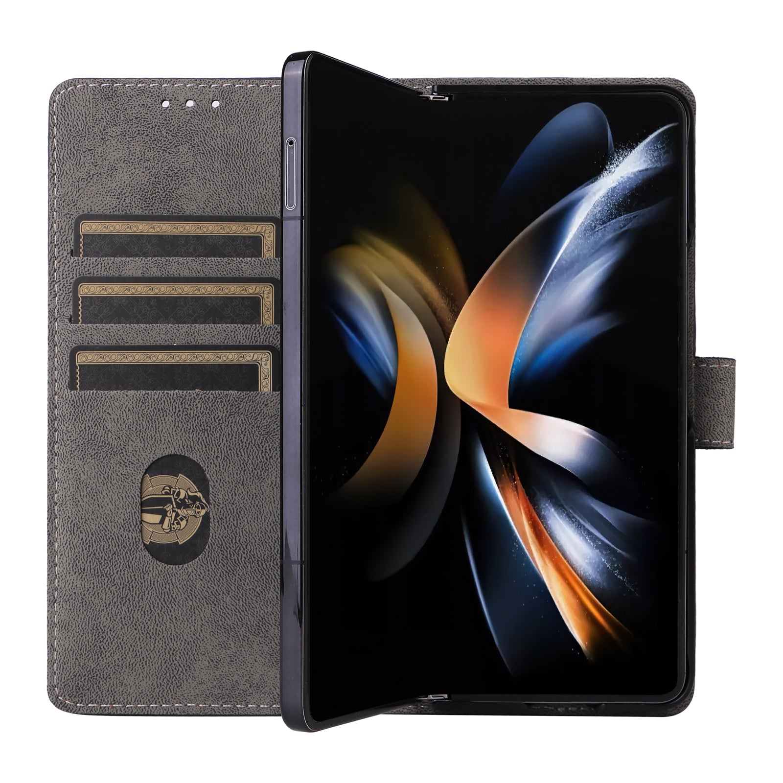 PU Leather Case for Samsung Galaxy Z Fold5 5G RFID Blocking Wallet Phone Cover with Strap
