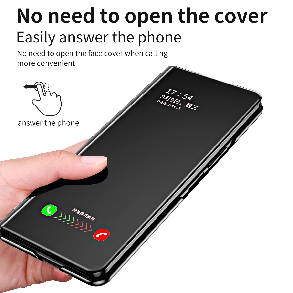 For Samsung Galaxy Z Fold5 5G Mirror Surface Phone Case PU Leather Stand Electroplating Cover