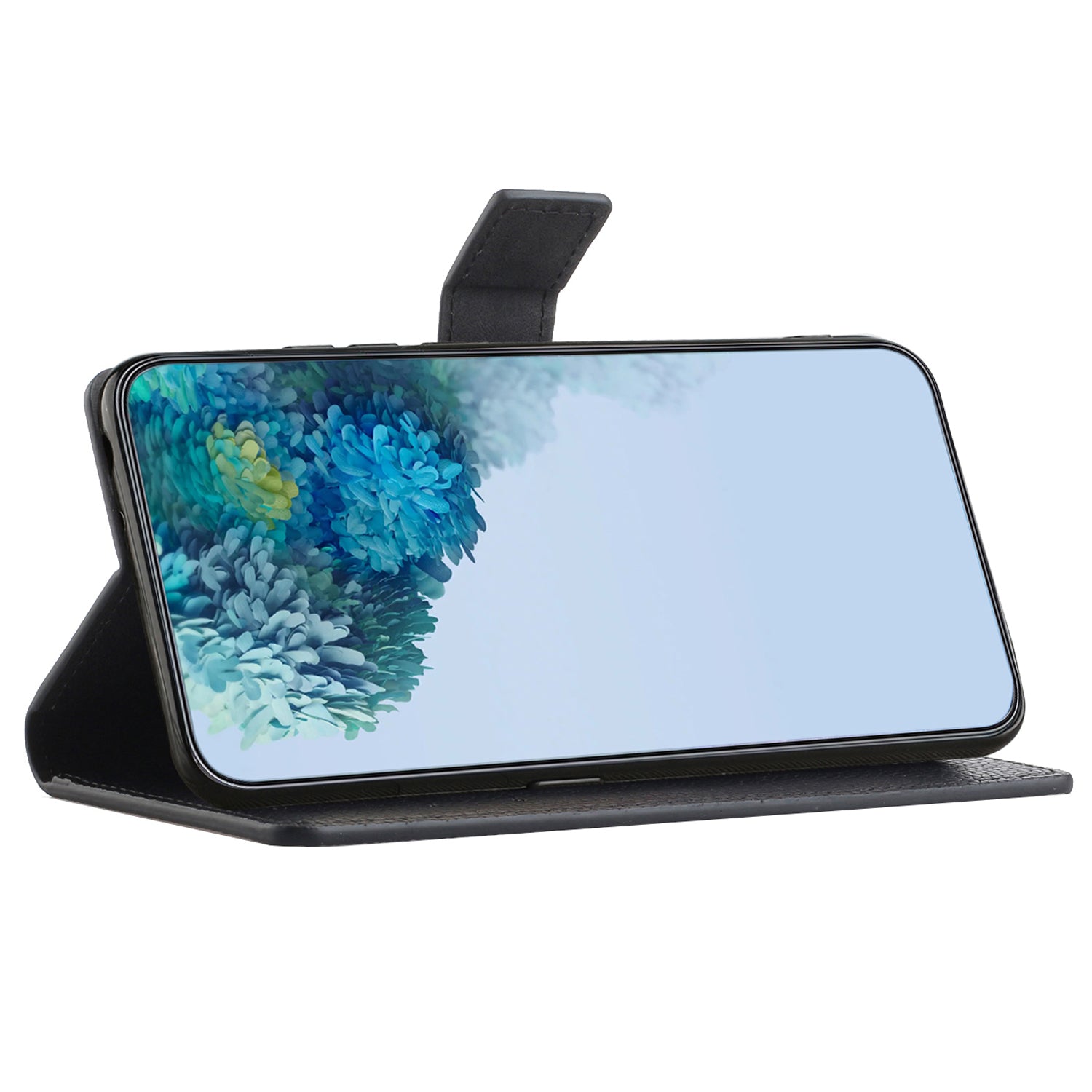 For Samsung Galaxy A25 5G Anti-Fingerprint Phone Case Litchi Texture PU Leather Wallet Stand Cover - Black