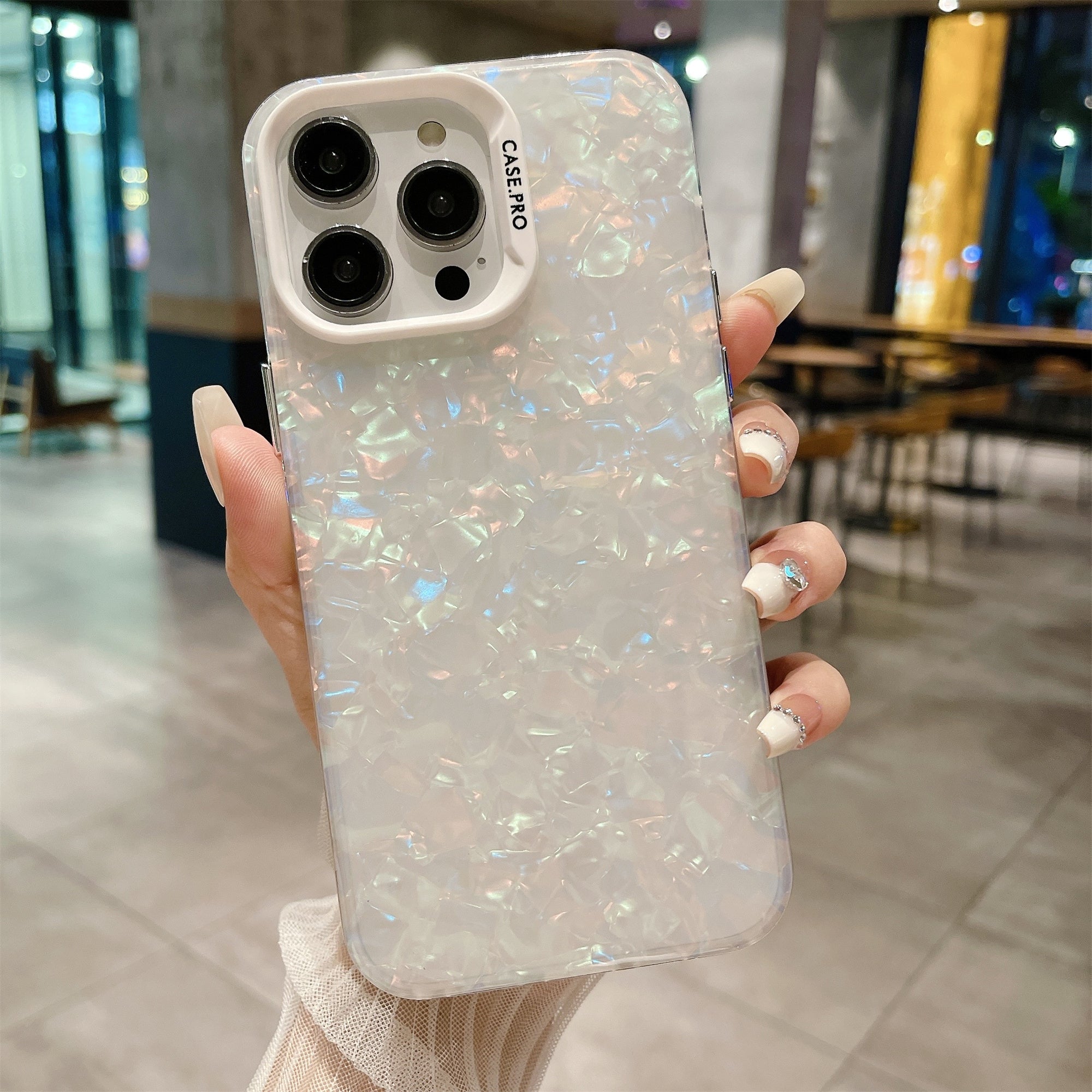 Shell Texture Phone Case for iPhone 13 Pro Max 6.7 inch Shockproof Anti-Drop Acrylic PC Phone Cover