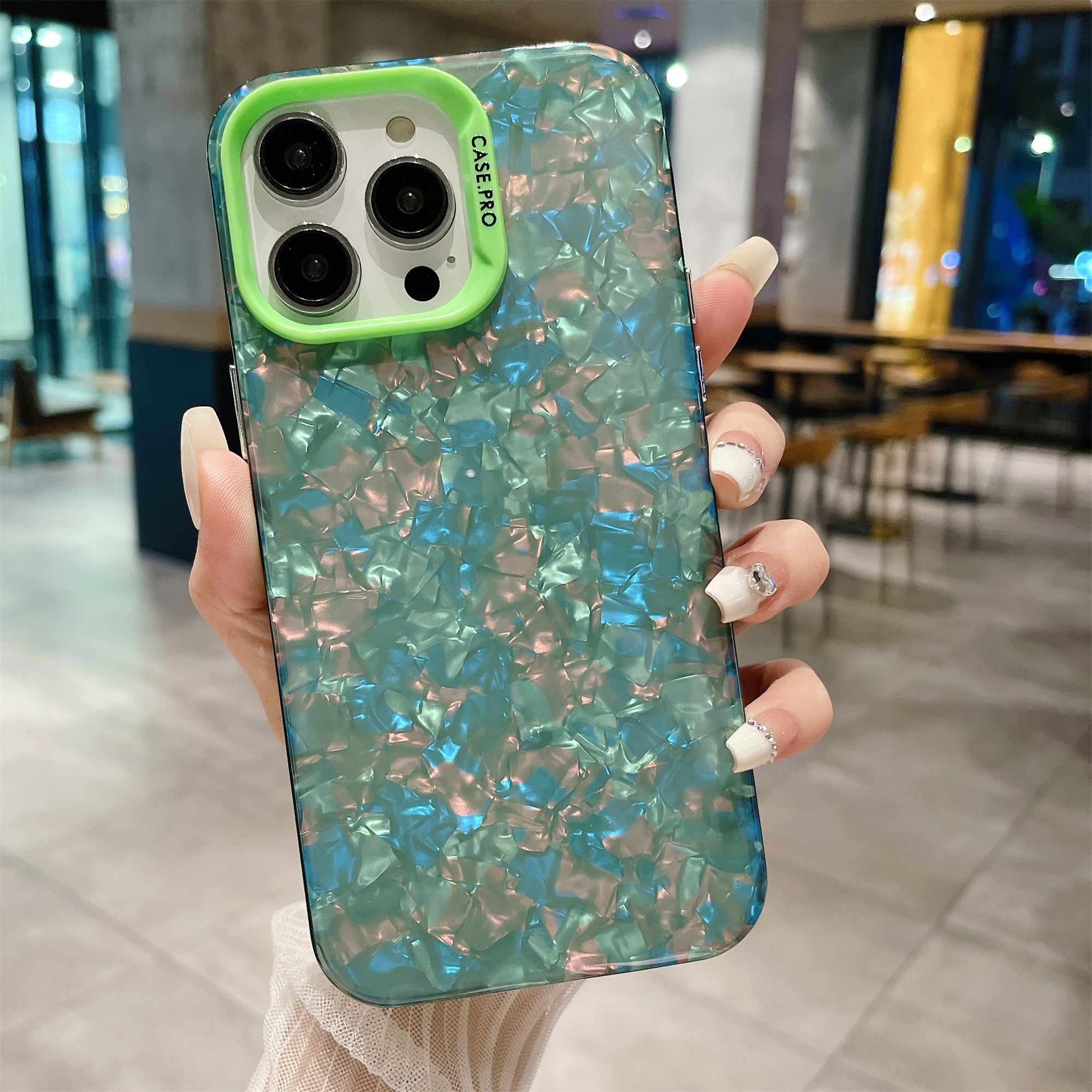 Shell Texture Acryl PC-telefoncover til iPhone 15 Pro Max Anti-drop stødsikkert telefoncover